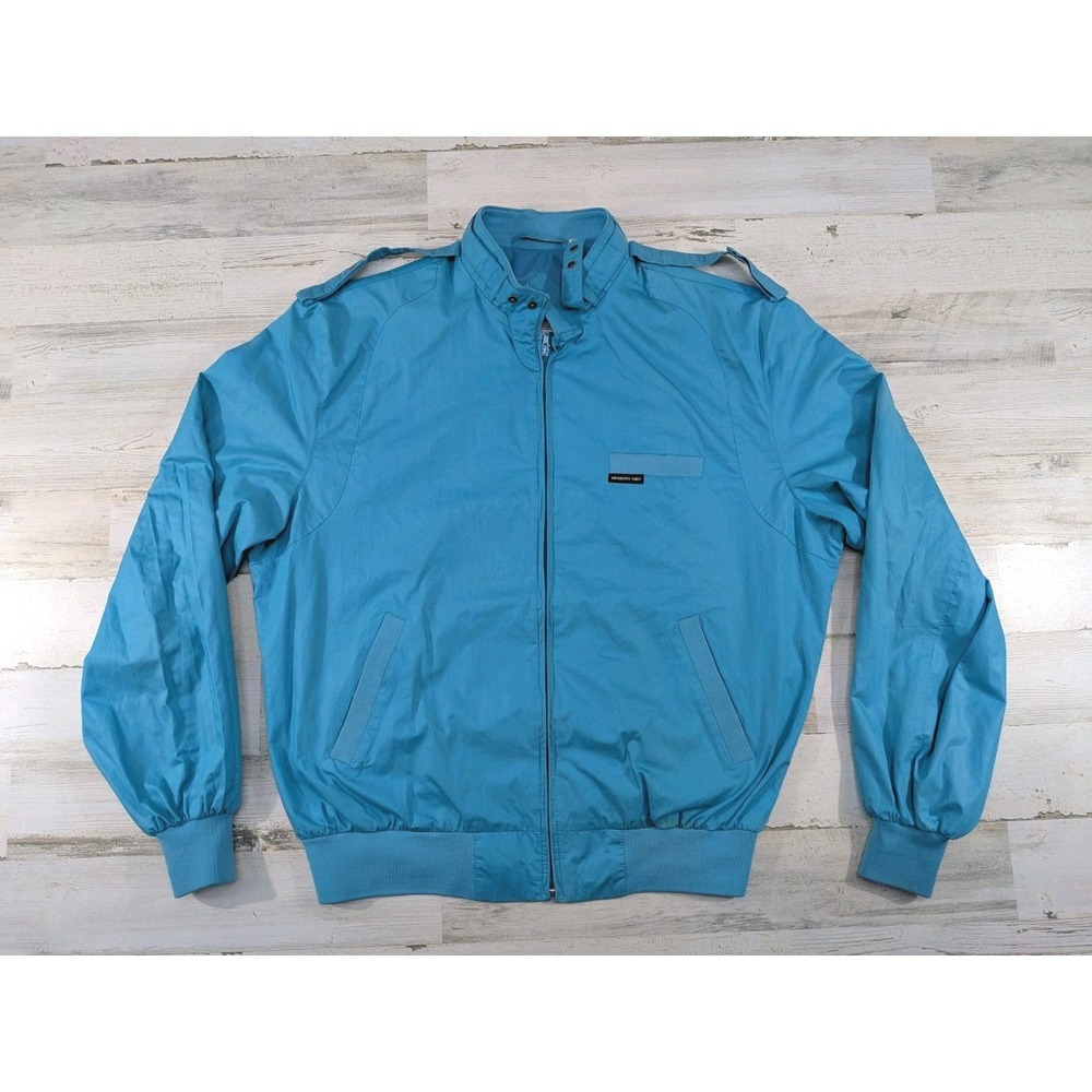 Vintage Members Only Jacket Mens Extra Large Tall Blue Turquoise Cafe Racer XLT